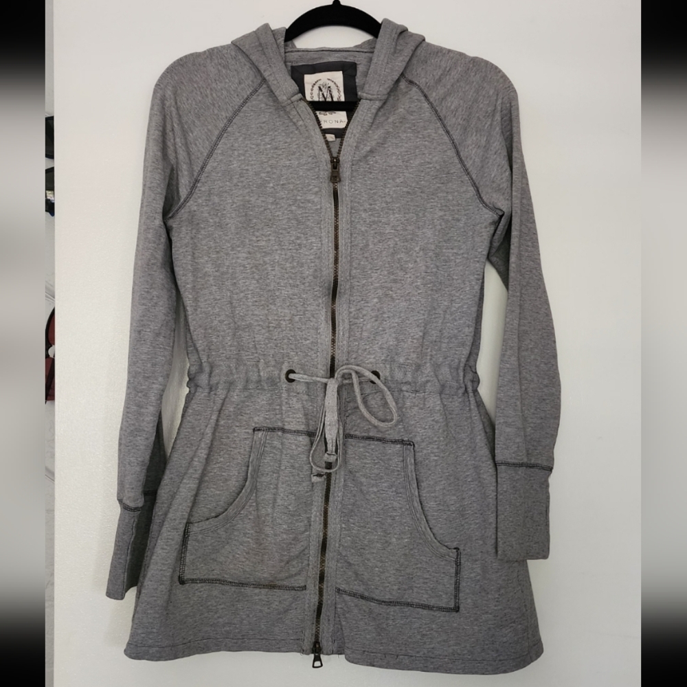 Women's Grey tunic Hoodie zip up jacket